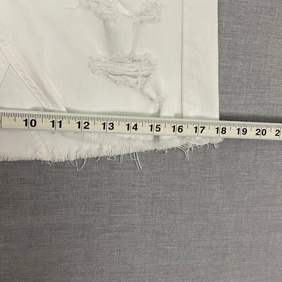 American Eagle Jean Skirt Distressed White Denim Mini Size 00 - Picture 10 of 10